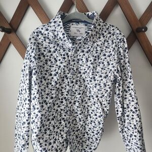 Navy and White Floral Button Down Shirt